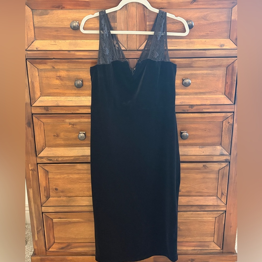 Express Black Midi Dress with Lace Detail